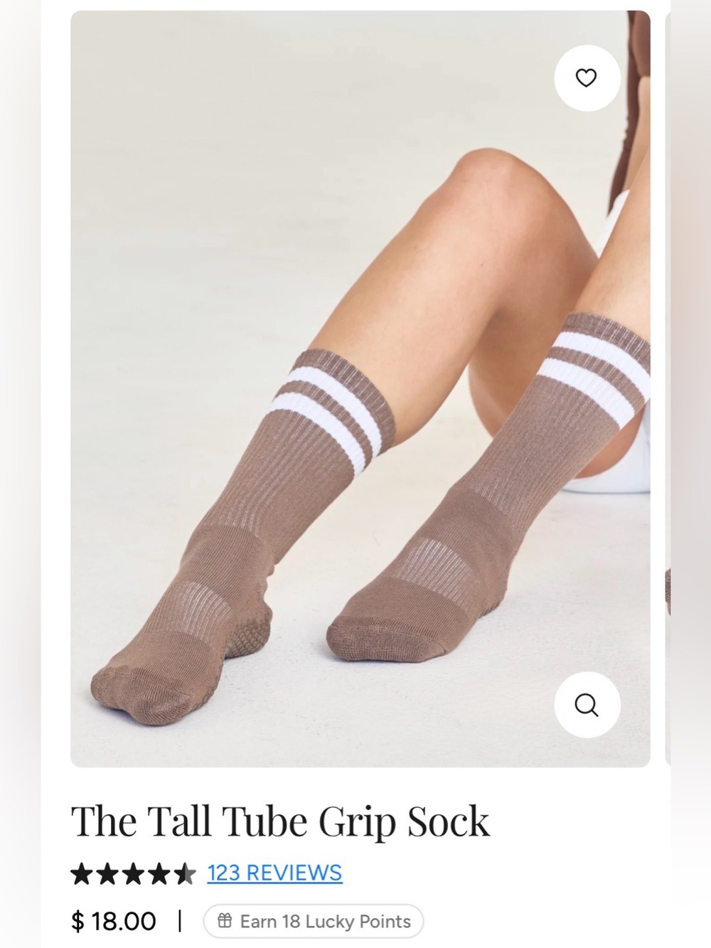 Lucky Honey Tall Tube Grip Socks in Cocoa
